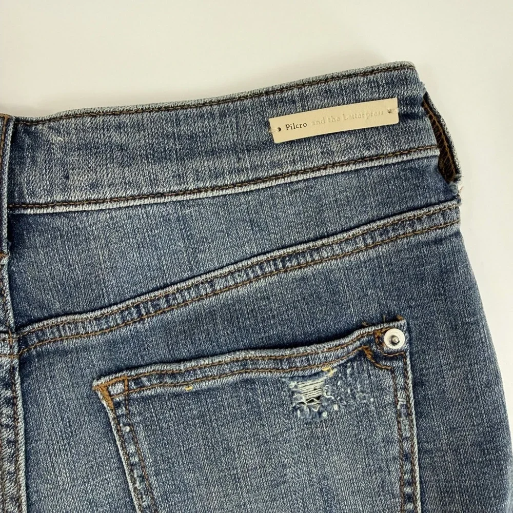 Pilcro and the Letterpress Slim Boyfriend Denim Shorts Distressed Blue Sz 25‎ 5